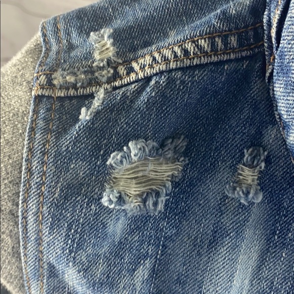 American Eagle Mixed Media Distressed Denim Jacket - Picture 5 of 7